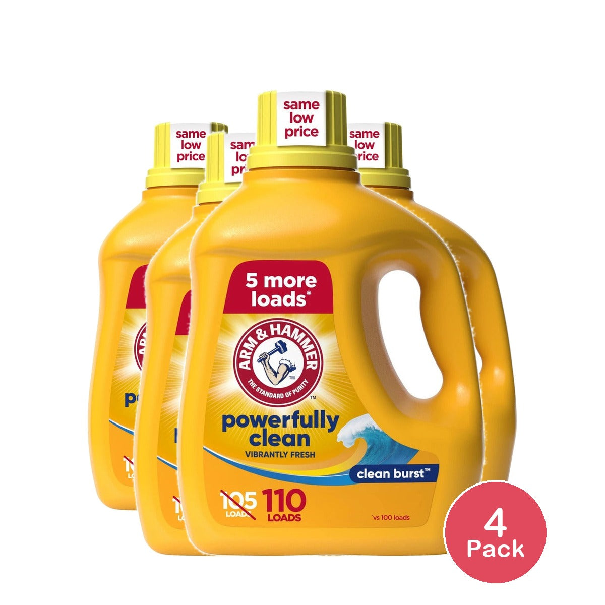 Arm & Hammer Clean Burst Liquid Detergent 110 Oz (Pack of 4)