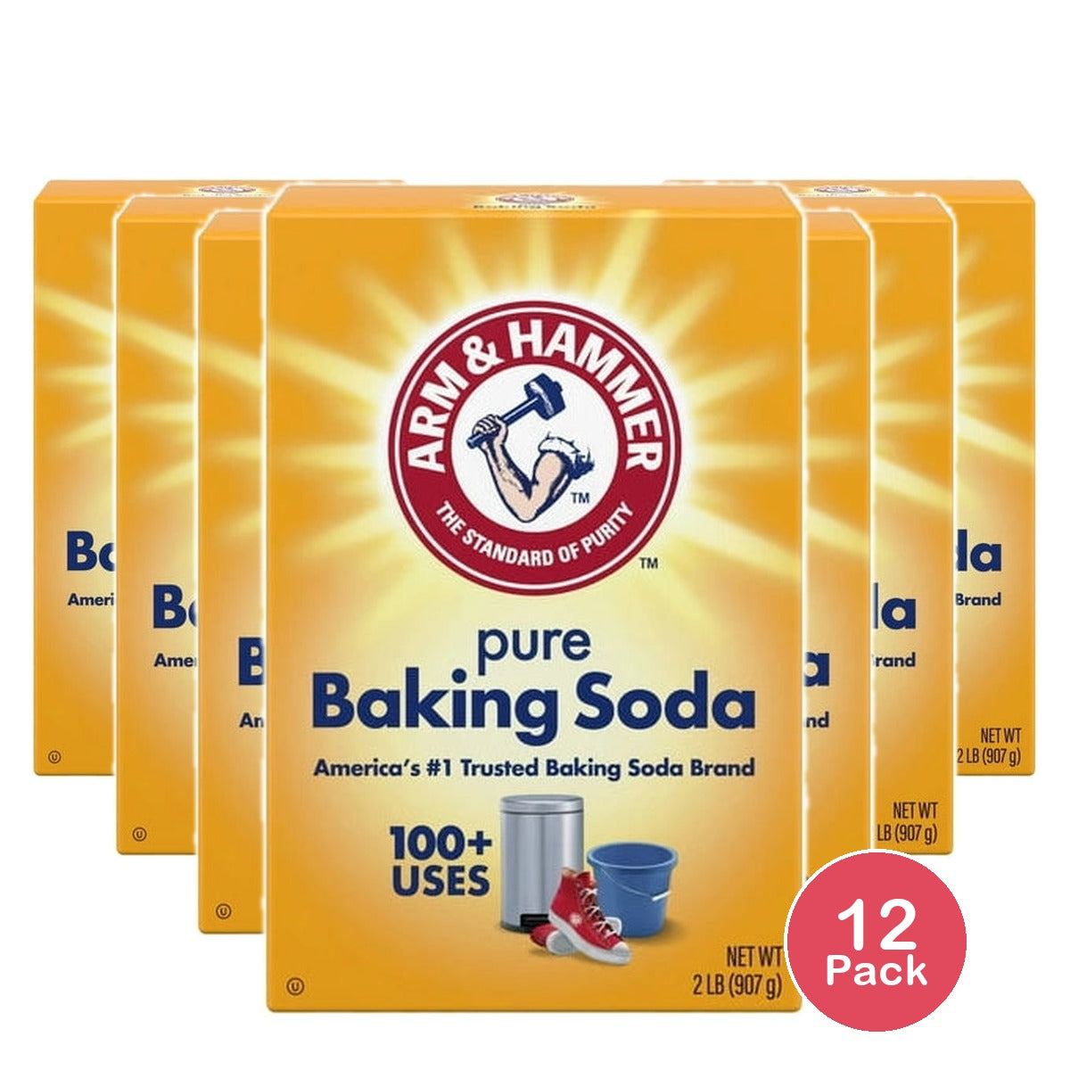 Arm & Hammer Pure Baking Soda For Baking Cleaning & Deodorizing Box 32 oz (Pack of 12)