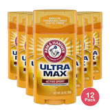 Arm & Hammer Ultramax Antiperspirant Deodorant Invisible Solid Active Sport 2.6Oz (Pack of 12)