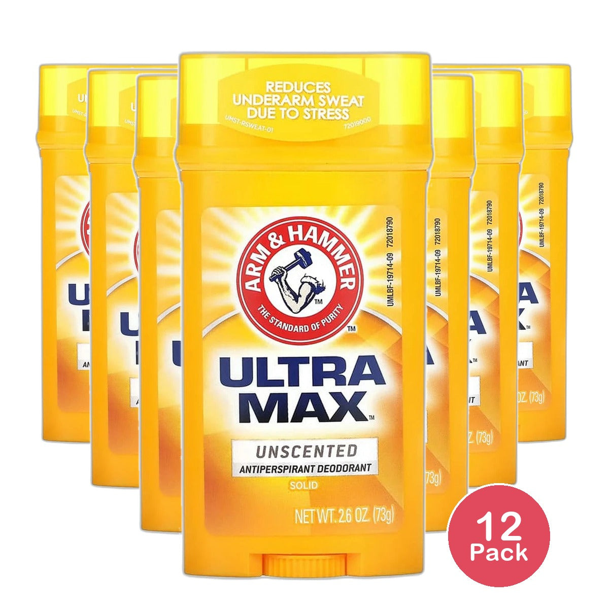 Arm & Hammer Ultramax Antiperspirant Deodorant Invisible Solid Unscented 2.6Oz (Pack of 12)