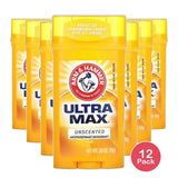 Arm & Hammer Ultramax Antiperspirant Deodorant Invisible Solid Unscented 2.6Oz (Pack of 12)