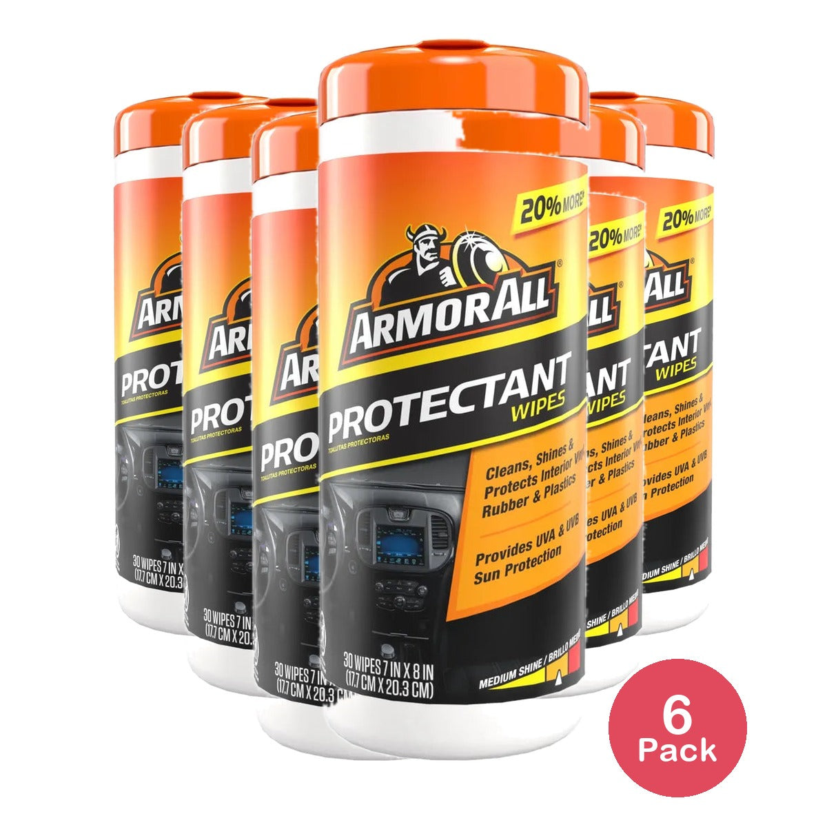 Armor All Car Interior Protectant Wipes, 30 Count (Pack of 6)