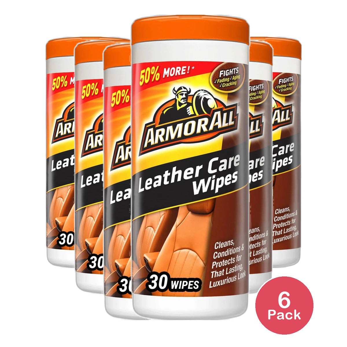 Armor All Leather Wipes Conditions And Protects For Luxurious Look 7.94 Oz(Pack of 6)