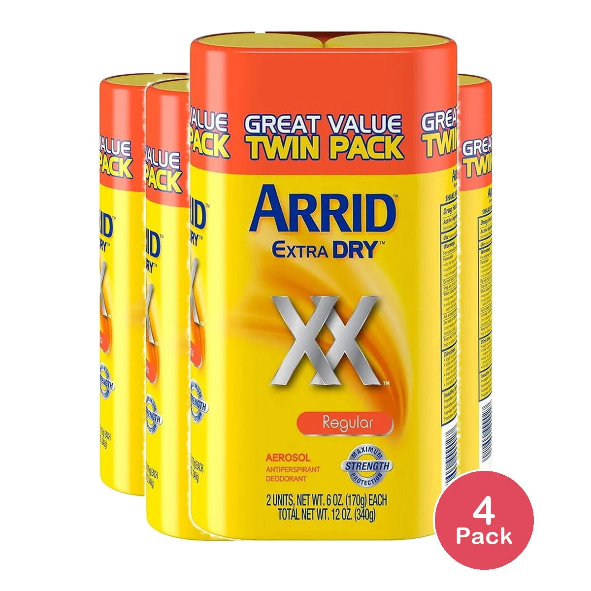 Arrid Extra Dry XX Aerosol Antiperspirant Deodorant (Pack of 4)