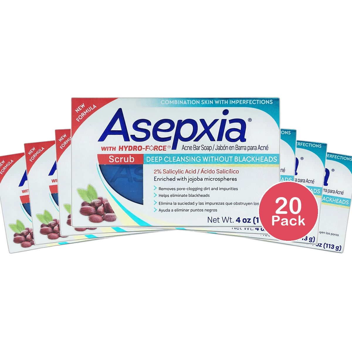 Asepxia Scrub Soap Bar For Combination Skin 4Oz (Pack of 20)