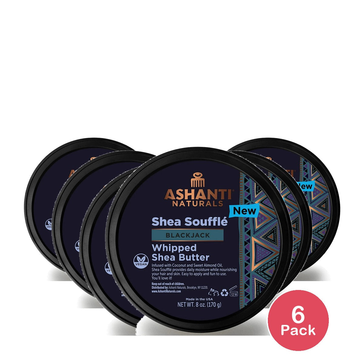 Ashanti Naturals Shea Souffle Black Jack Cream 8 Ounce 8 Oz (Pack of 6)