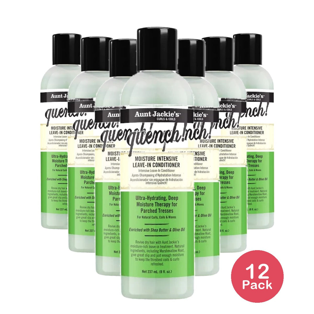 Aunt Jackie's Curls & Coils Quench! Moisture Intensive Leave-In Conditioner 8. Oz (Pack of 12)