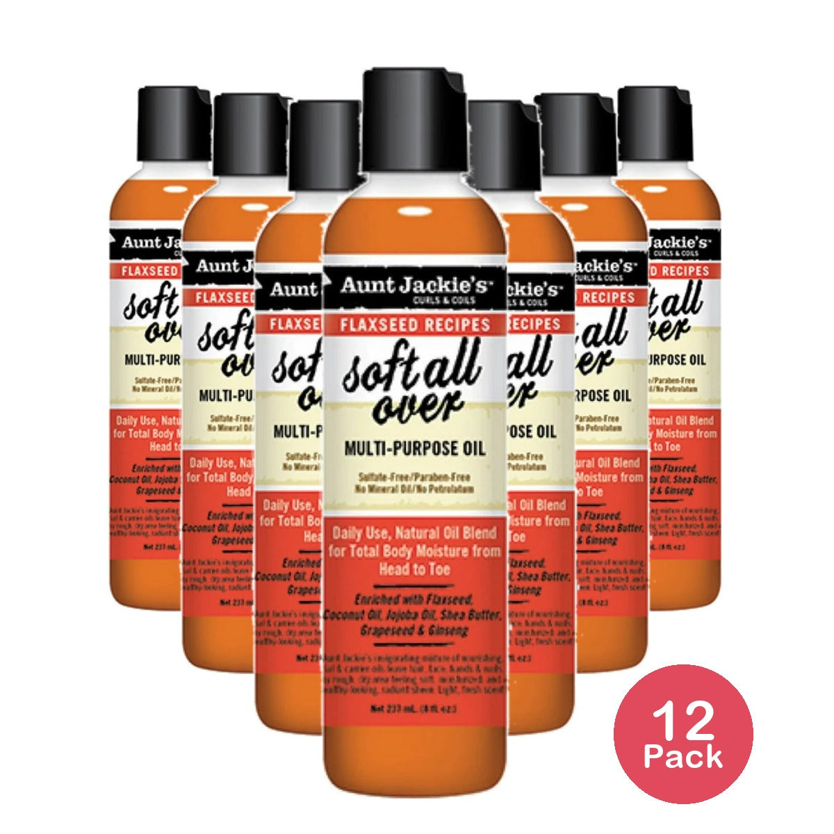 Aunt Jackie's Curls & Coils Soft All Over Multi Purpose Oil 8 oz (Pack of 12)