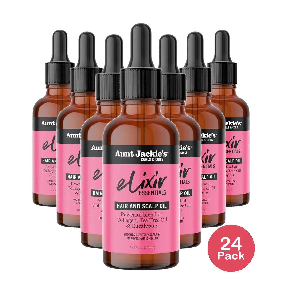 Aunt Jackie's Elixir Essentials Hair & Scalp Oil Collagen Tea Tree Oil & Eucal 2. Oz (Pack of 24)