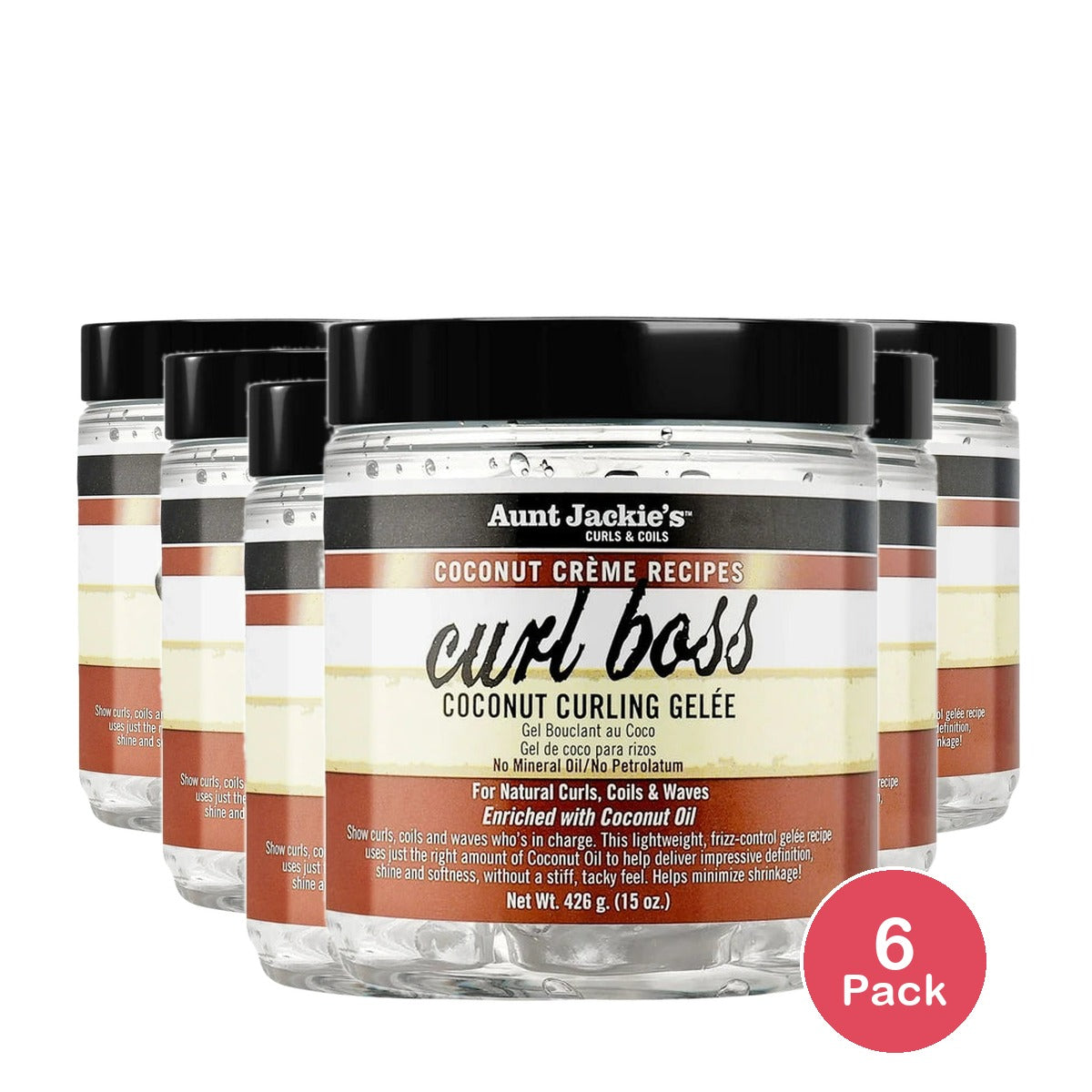 Aunt Jackie's Coconut Creme Recipes Curl Boss Coconut Curling Gelee - 15oz (Pack of 6)