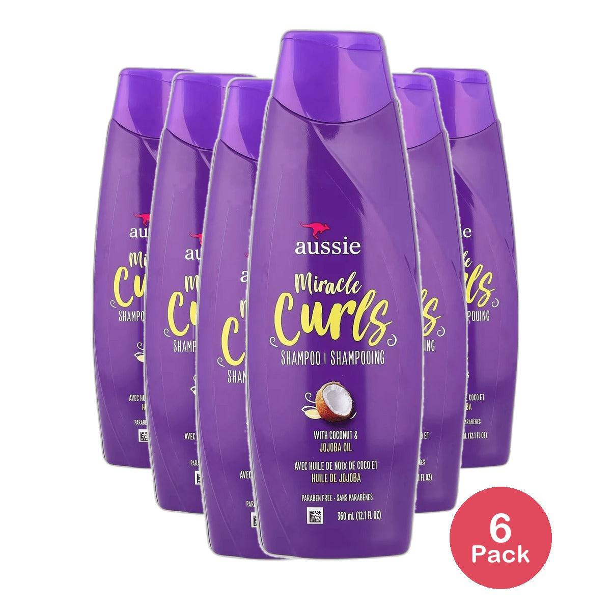 Aussie Miracle Curls Paraben Free Shampoo 12.1Oz (Pack of 6)