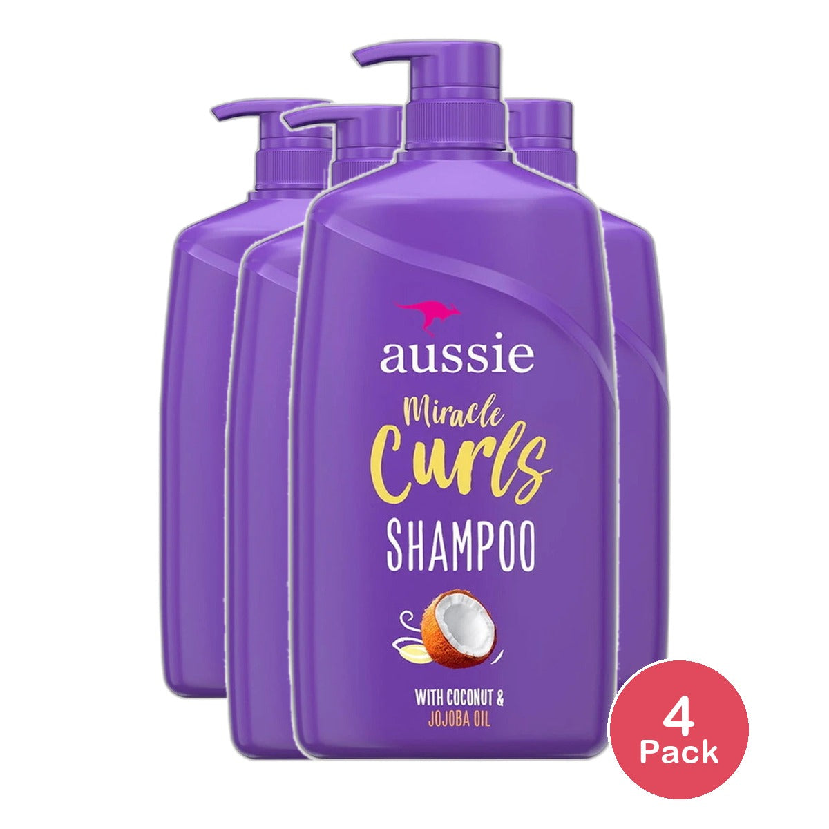 Aussie Miracle Curls With Coconut And Jojoba oil Paraben Free Shampoo 26.2Oz (Pack of 4)