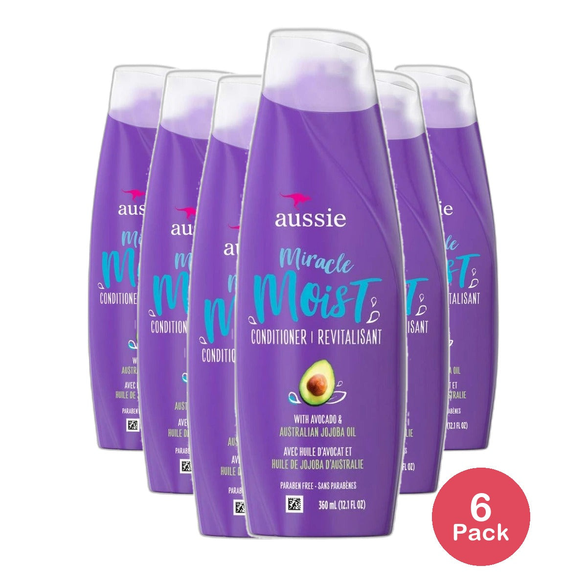 Aussie Miracle Moist Hair Conditioner and Revitalisant 12.1Oz (Pack of 6)