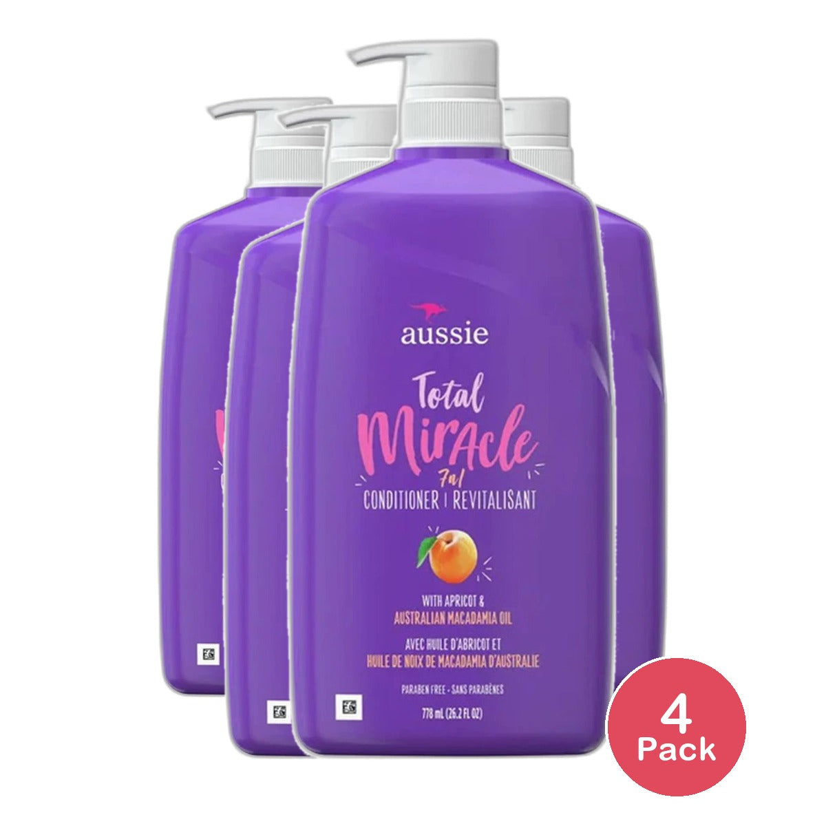 Aussie Total Miracle Collection 7N1 Hair Conditioner 26.2Oz (Pack of 4)