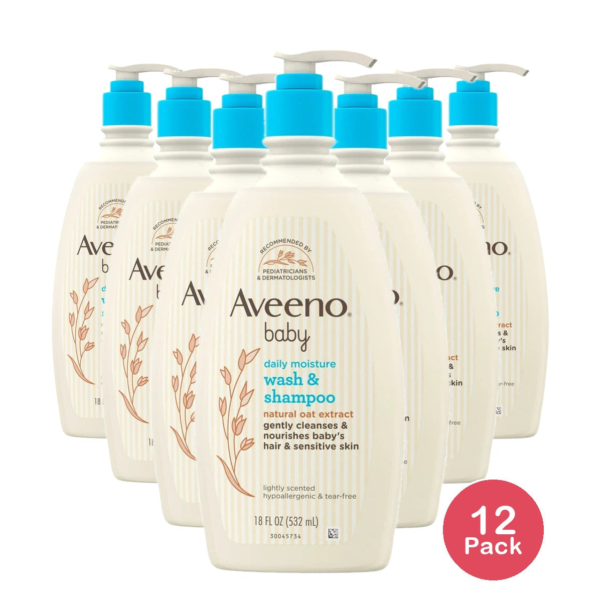 Aveeno Baby Daily Moisture Gentle Body Bath Wash &amp; Shampoo - Lightly Scented 18 fl oz (Pack of 12)