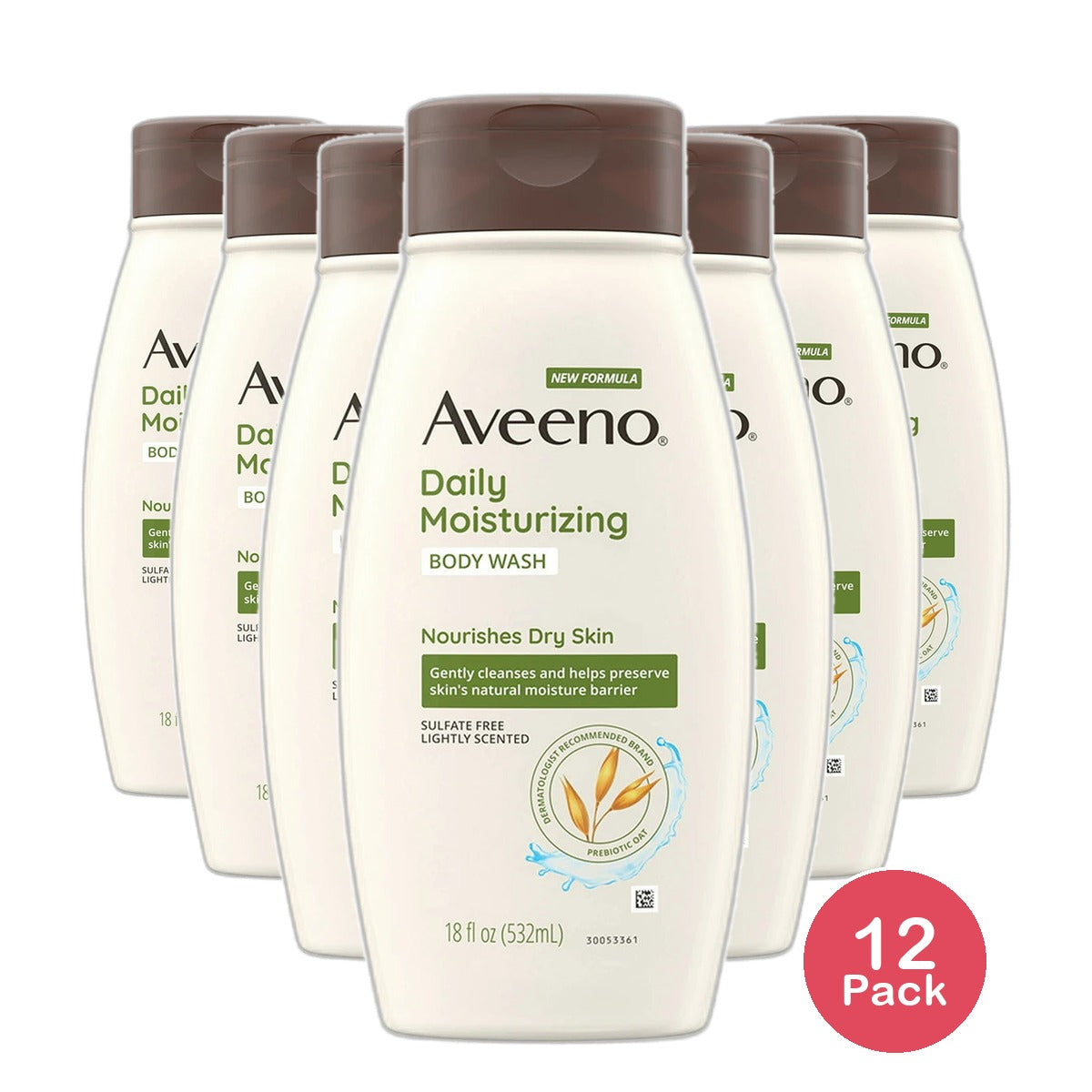 Aveeno Daily Moisturizing Body Wash 18Oz (Pack of 12)