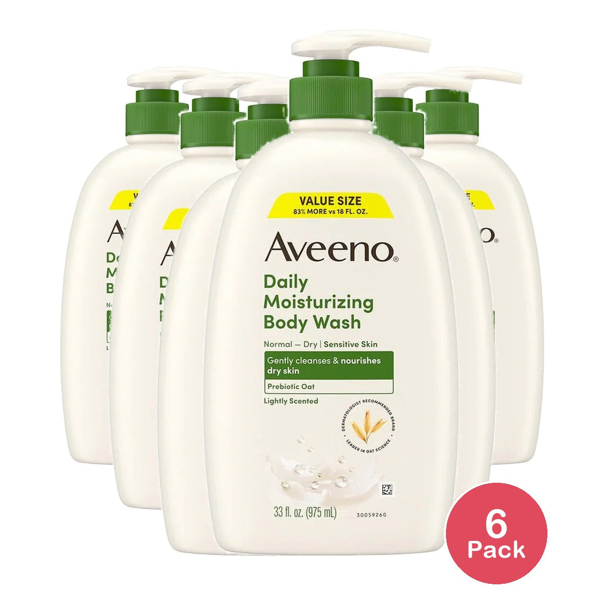 Aveeno Daily Moisturizing Body Wash 33 Fl Oz (Pack of 6)