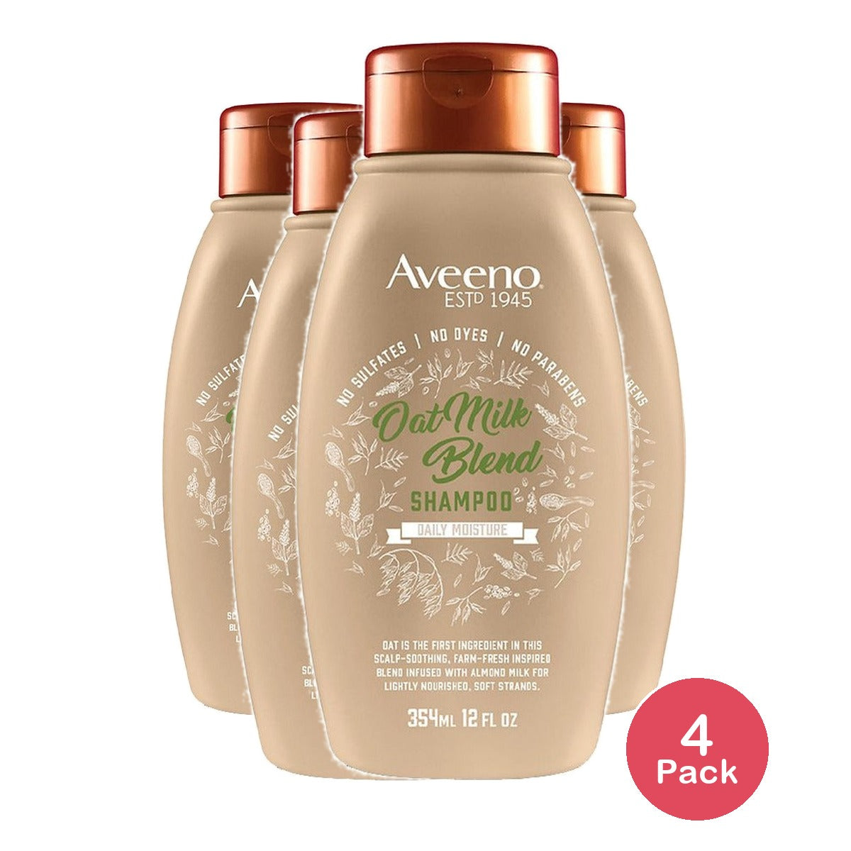 Aveeno Scalp Soothing Oat Milk Blend Shampoo 12 Fl Oz (Pack of 4)
