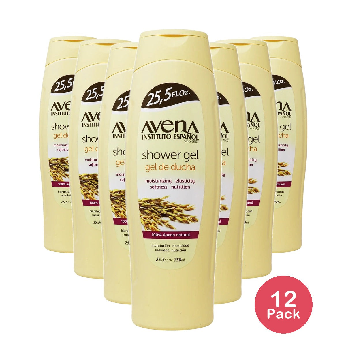 Avena Bath & Shower Gel Moisturizing and Softness Unisex Oatmeal Scent All's 25.5. Oz (Pack of 12)