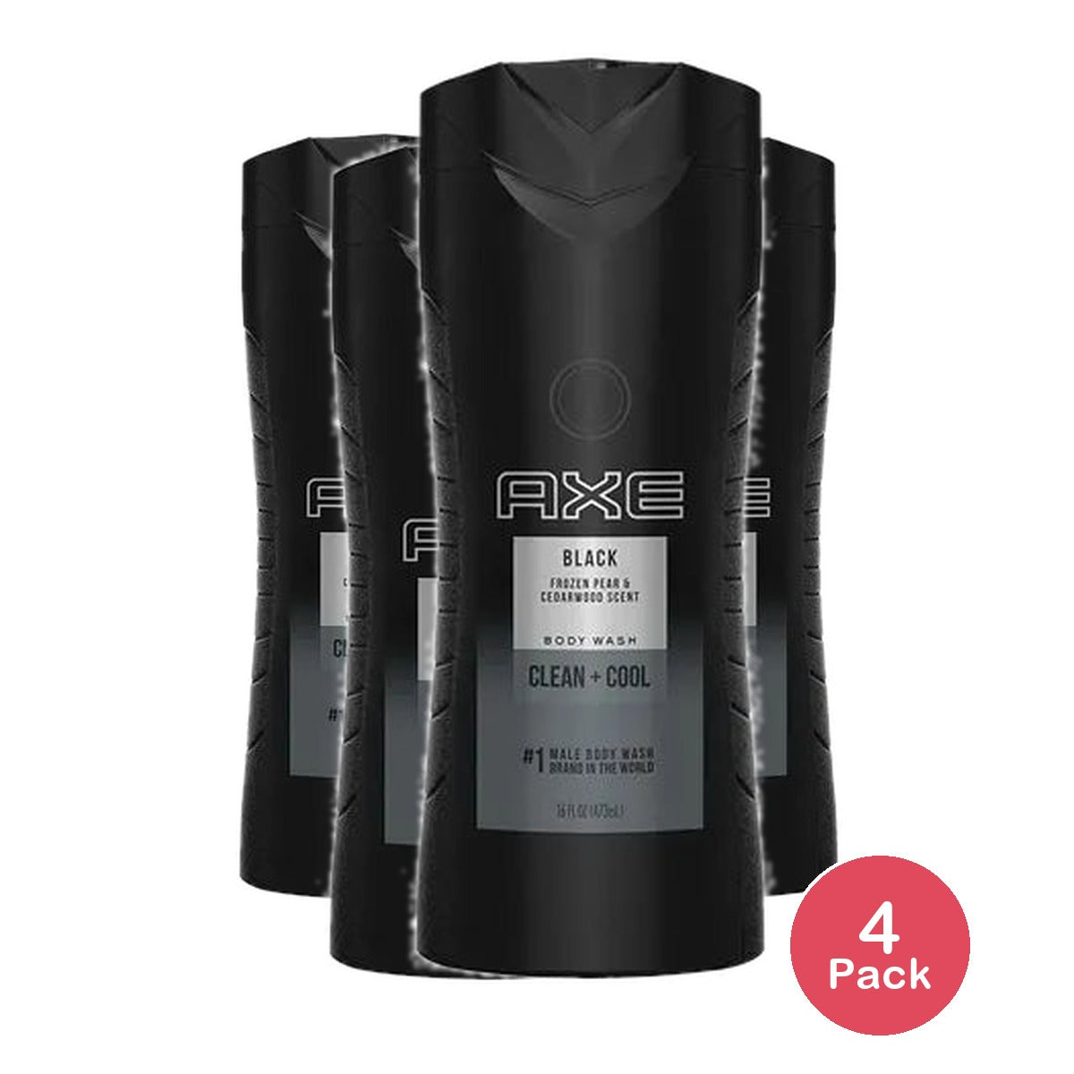 Axe Black Body Wash Clean Plus Cool For Men 16Oz (Pack of 4)