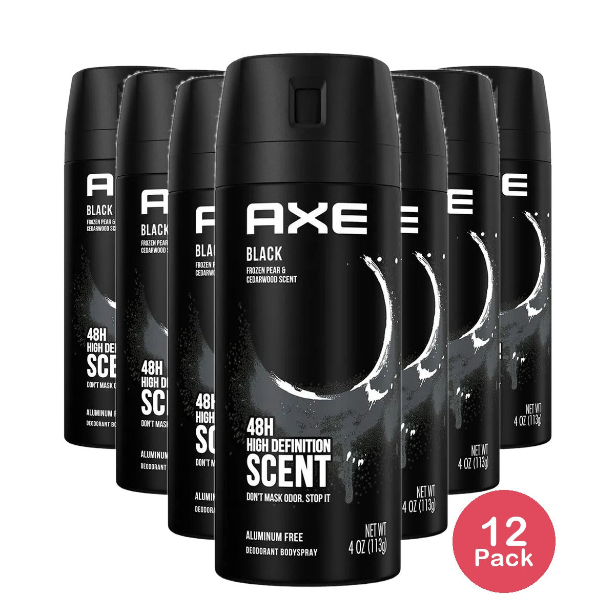 Axe Black Deodorant Body Spray for Men 4Oz (Pack of 12)