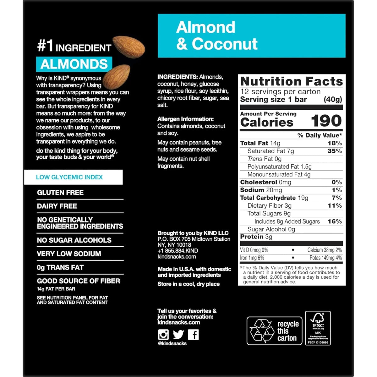 Kind Fruit And Nut Bar Almond And Coconut 1.4Oz (Pack of 72)