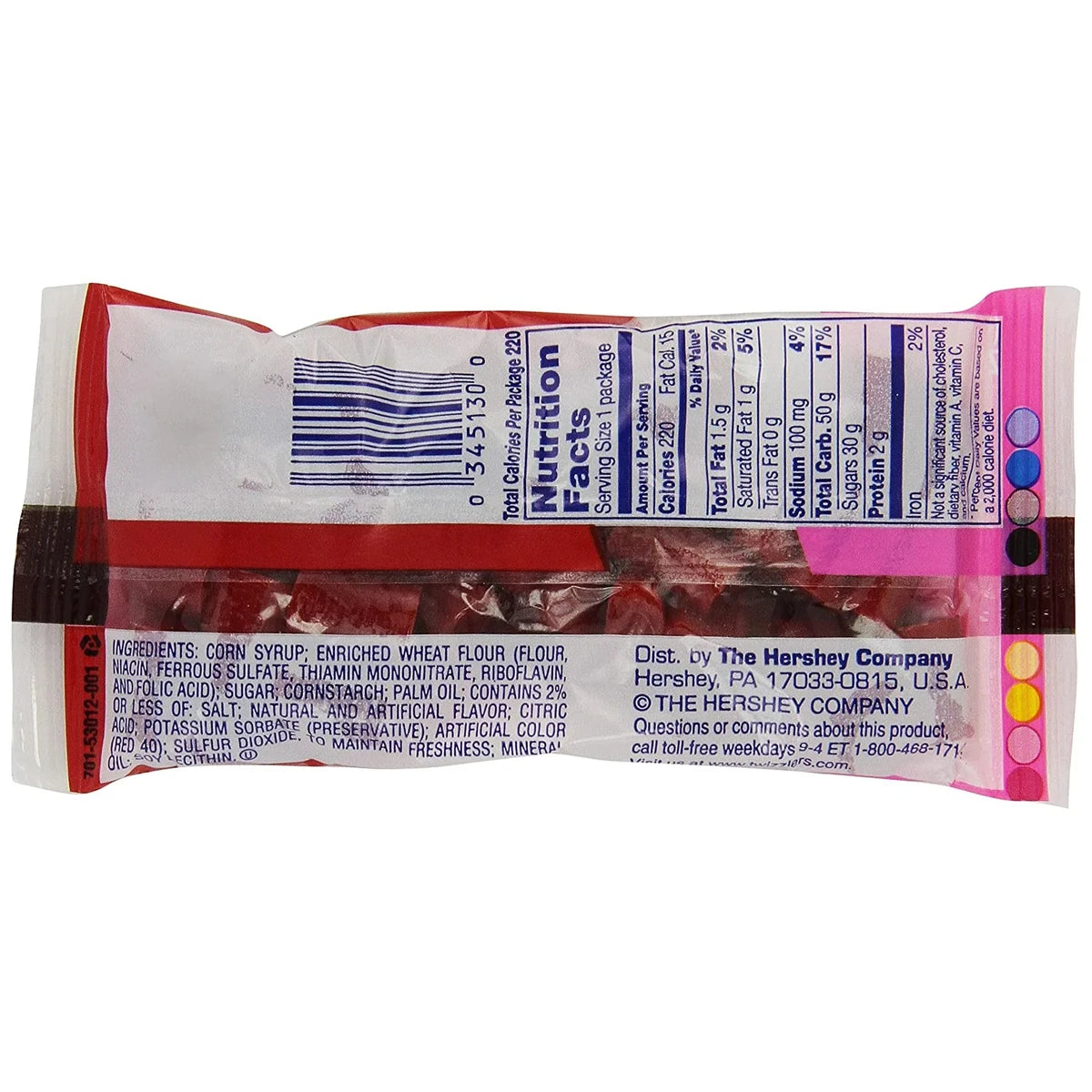 Hersheys Twizzlers Nibs Cherry Candy 2.25Oz (Pack of 288)