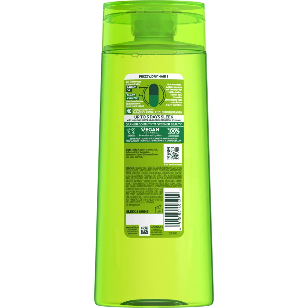 Garnier Fructis Sleek and Shine Shampoo Frizzy Dry Unmanageable Hair 22Oz (Pack of 4)