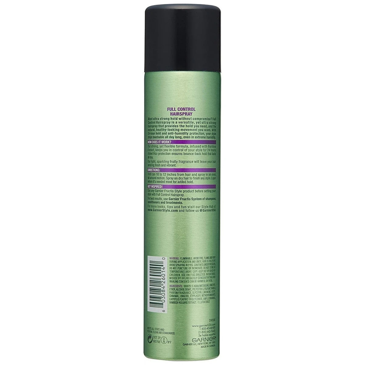 Garnier Fructis Style Full Control Hairspray Aerosol Ultra Strong 8.25Oz (Pack of 6)