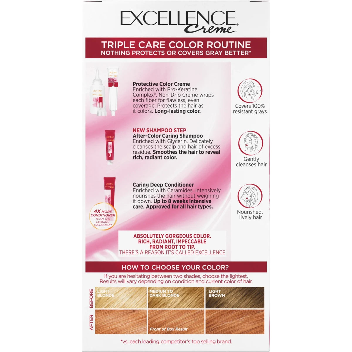 Loreal Excellence Triple Protection Hair Color Creme 8Rb Reddish Blonde1 Ea v (Pack of 12)