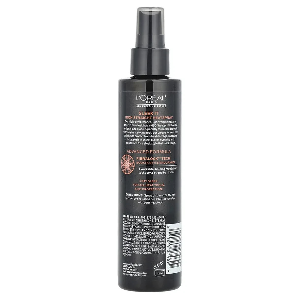 Loreal Paris Advanced Hair Style Sleek It Iron Straight Heat Hair Spray 5.7Oz (Pack of 6)