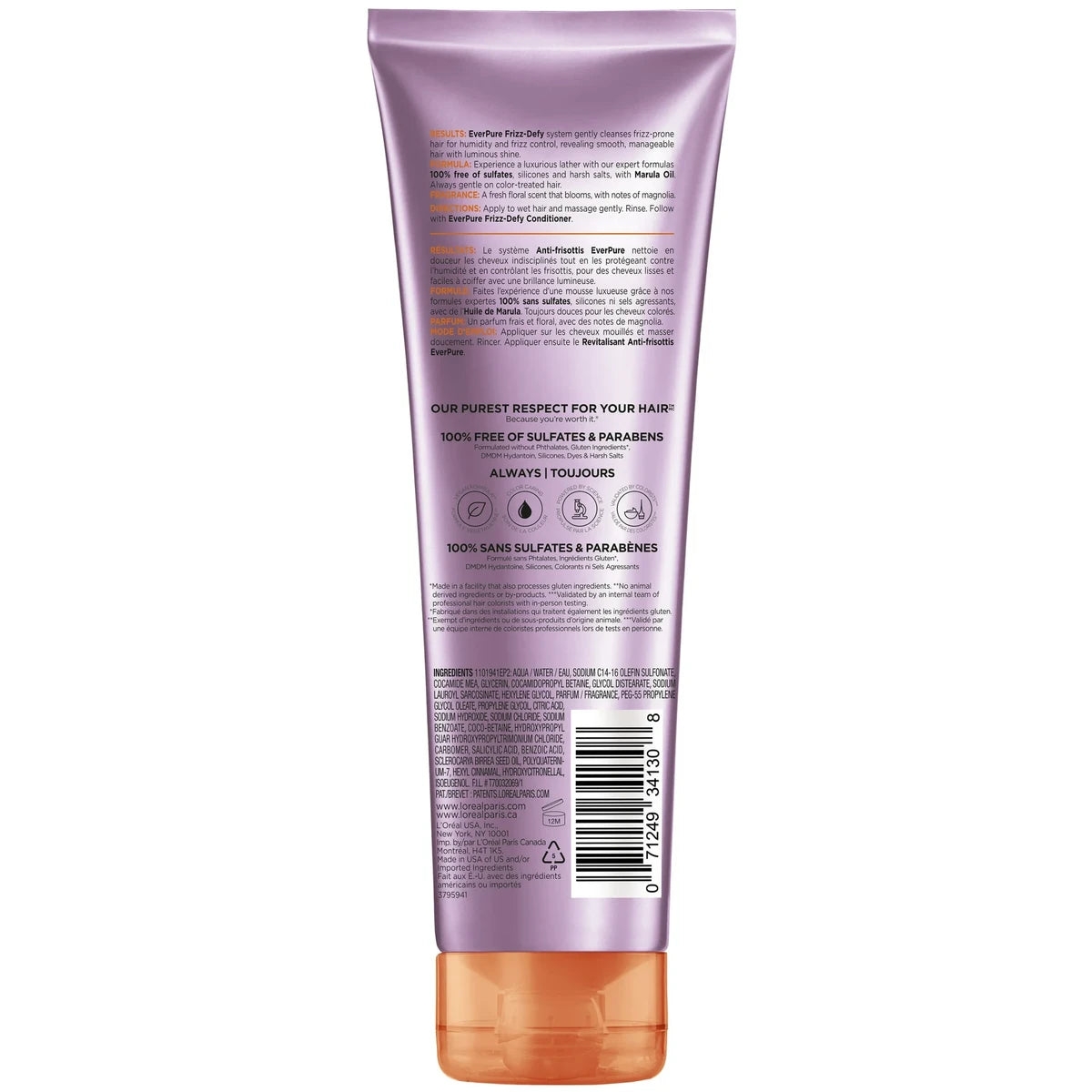 Loreal Paris Ever Pure Frizz Defy Shampoo 8.5Oz (Pack of 6)
