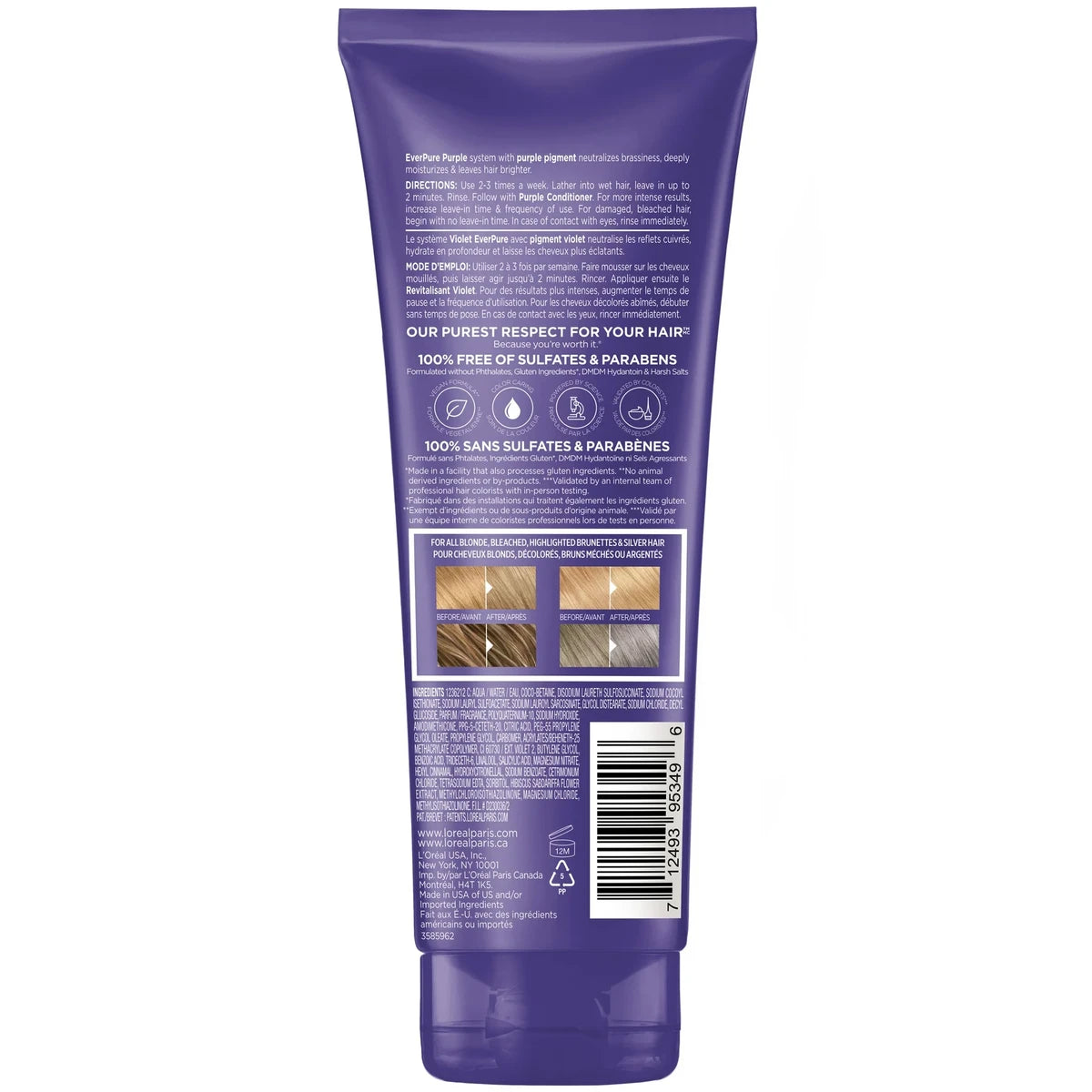 LOreal Paris EverPure Sulfate Free Shampoo Purple 6.8Oz (Pack of 6)