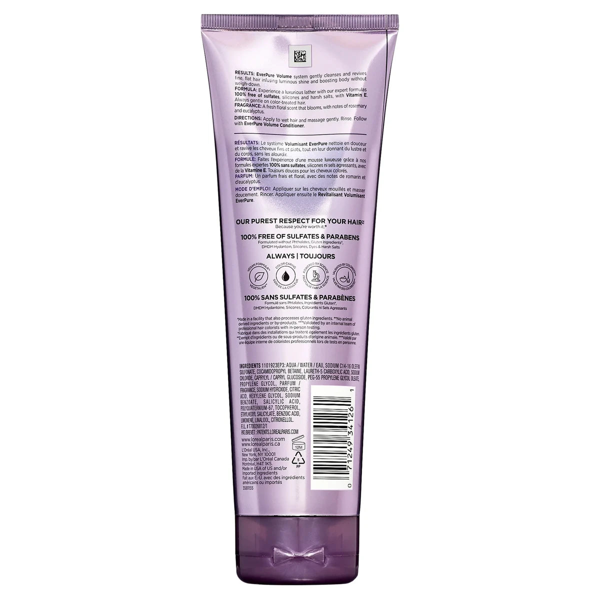 LOreal Paris EverPure Sulfate Free Volume Shampoo Lotus 8.5Oz (Pack of 6)