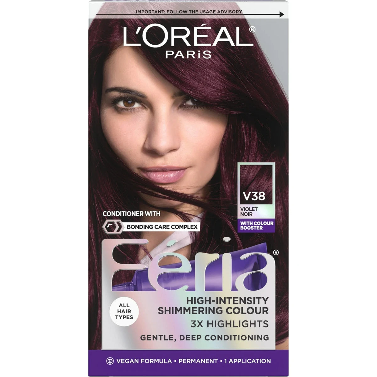 LOreal Paris Feria Power Violet High Intensity Shimmering Hair Color V38 Intense Deep Violet 10.88oz (Pack of 12)