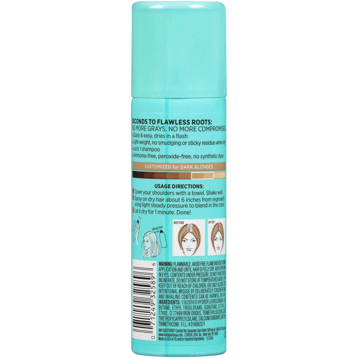 L'oreal Paris Magic Root Cover Up Gray Concealer Spray Dark Blonde 2Oz (Pack of 12)