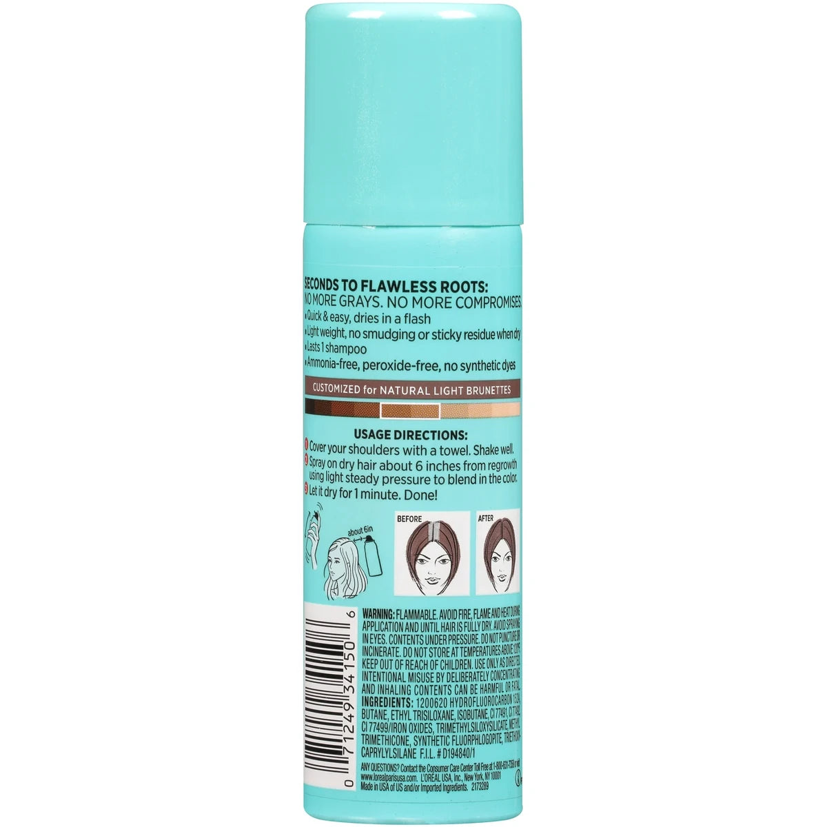LOreal Paris Magic Root Cover Up Temporary Gray Concealer Spray Light Brown 2Oz (Pack of 12)