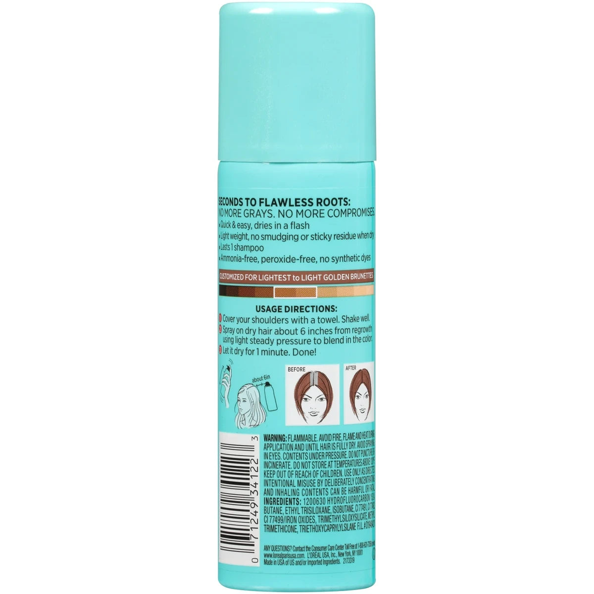 Loreal Paris Magic Root Cover Up Temporary Gray Concealer Spray Light Golden Brown 2Oz (Pack of 12)