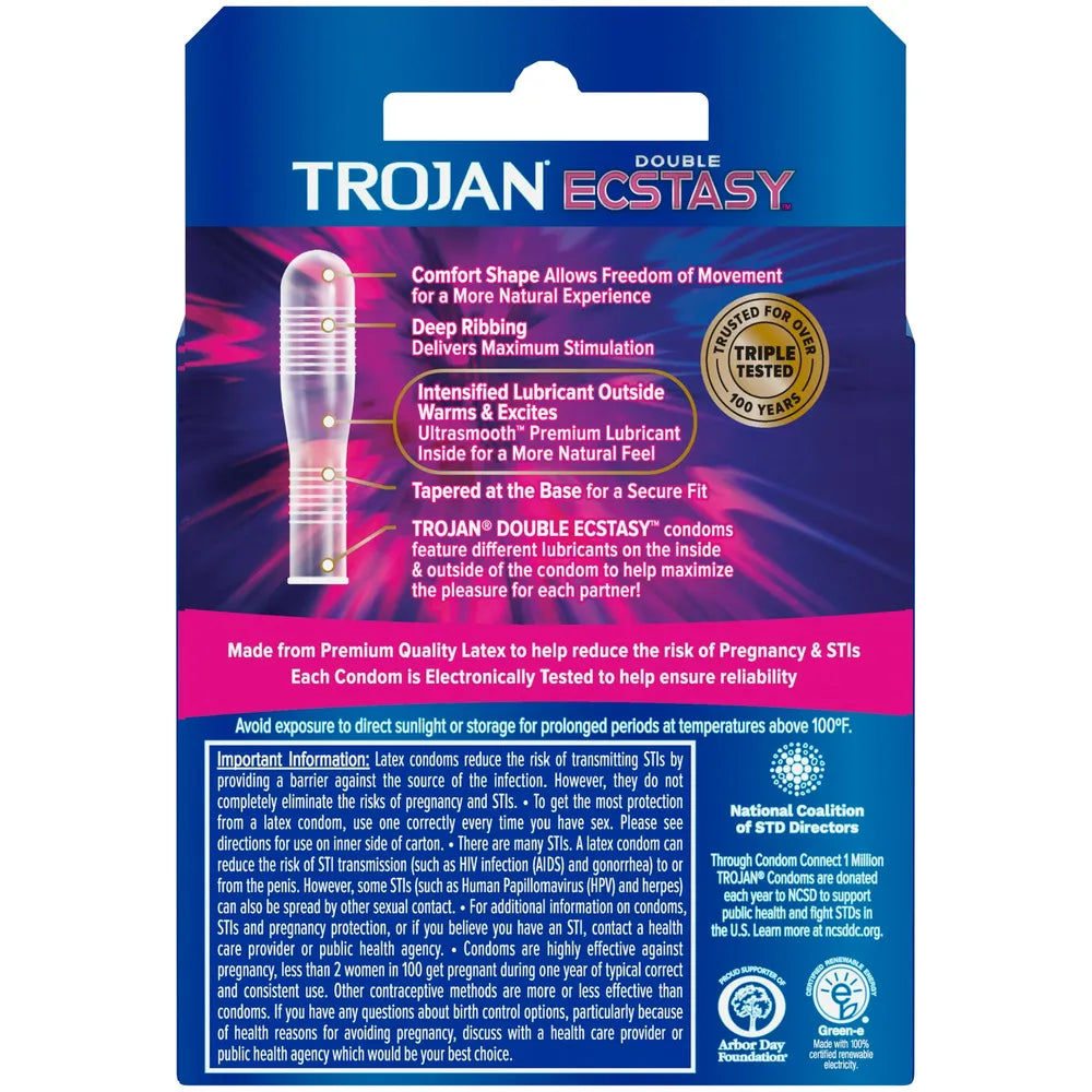 Trojan Double Latex Condoms 0.64oz (Pack of 48)