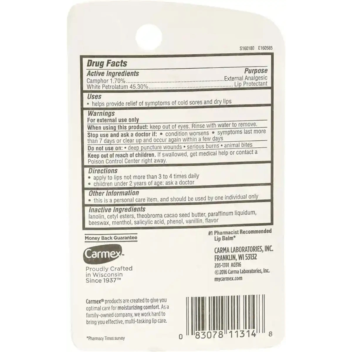 Carmex Moisturizing Lip Balm for Dry Chapped Lips 0.35Oz (Pack of 144)