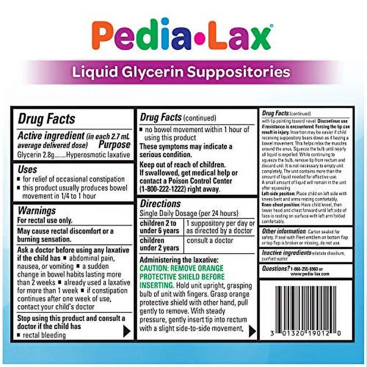 Fleet Pedia-Lax 4 Ml Liquid Glycerin Suppositories For Ages 25 Years6 Ea0.15Oz (Pack Of 24)