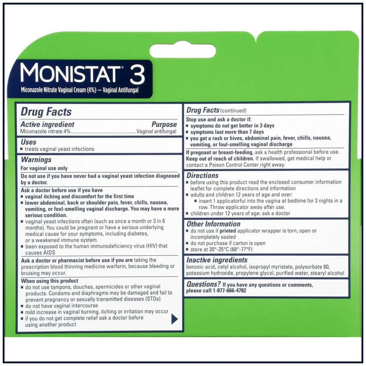 Monistat 3 Vaginal Antifungal Cream Prefilled Applicators 0.86Oz (Pack Of 12)