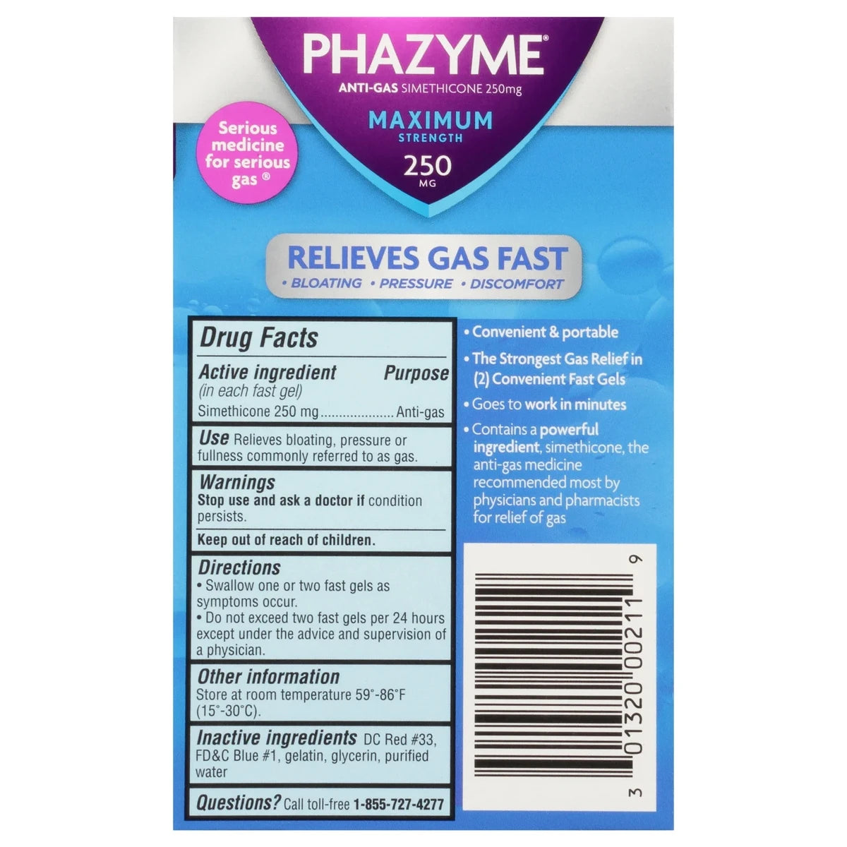 Phazyme Maximum Strength 250 mg Anti-Gas Simethicone Soft Gels 12 ea 1.6oz (Pack of 24)