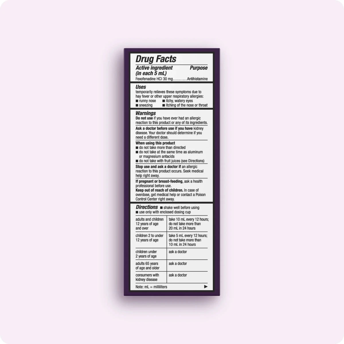 Allegra Childrens 12 Hour Allergy Relief Oral Suspension Liquid Berry 4Oz (Pack of 24)
