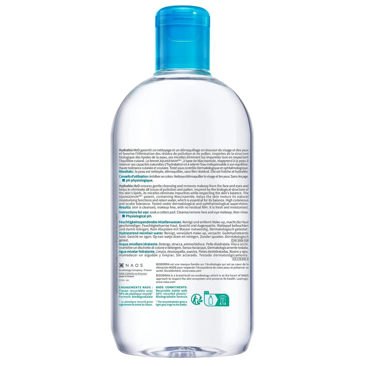 Bioderma Hydrabio H2O Micellar Water Makeup Remover 16.7Oz (Pack of 12)