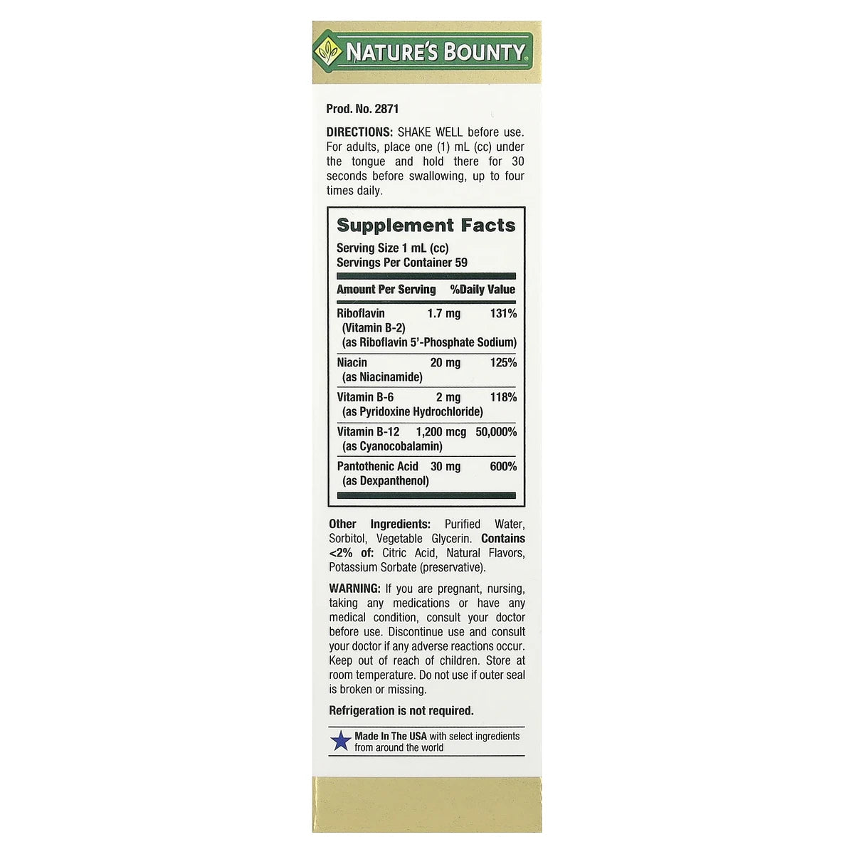 Natures Bounty B Complex Sublingual Liquid 2Oz (Pack of 24)