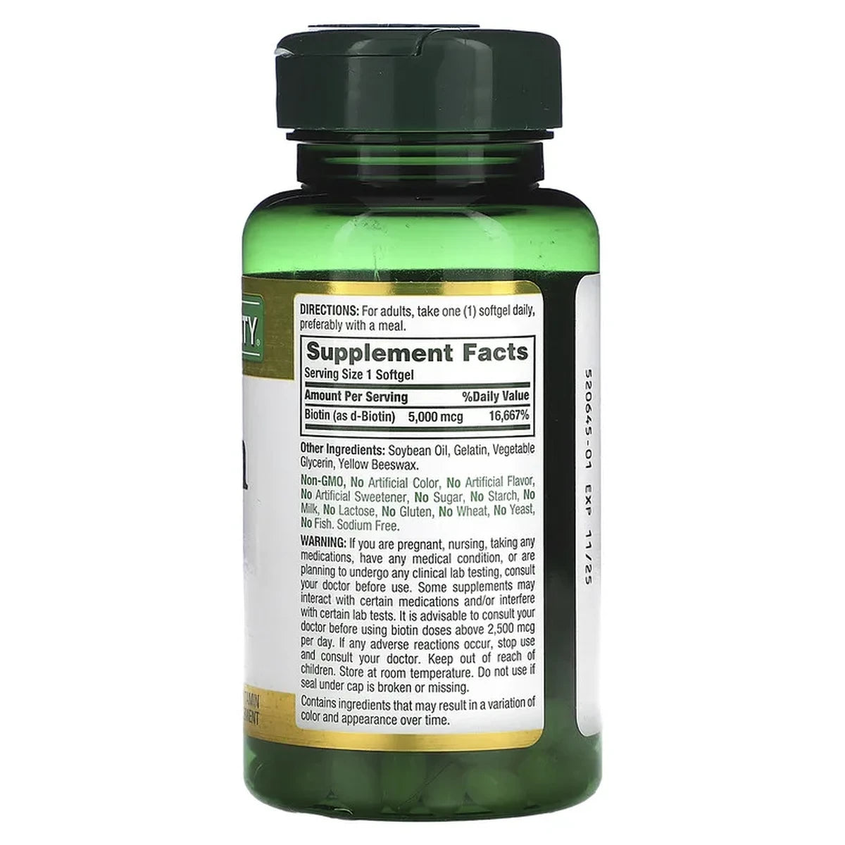 Natures Bounty Biotin 5000 Mcg Super Potency Rapid Release Liquid Softgels72 Ea 3.36Oz (Pack of 24)