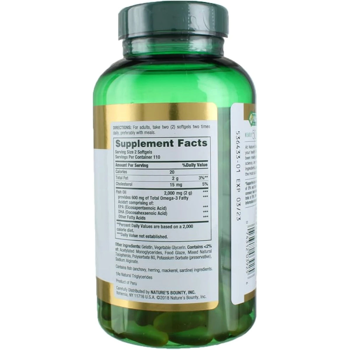 Natures Bounty Odorless Fish Oil 1000 Mg With Omega 3 And 6 Dietary Supplement Softgels200 Ea 12.6Oz (Pack of 12)