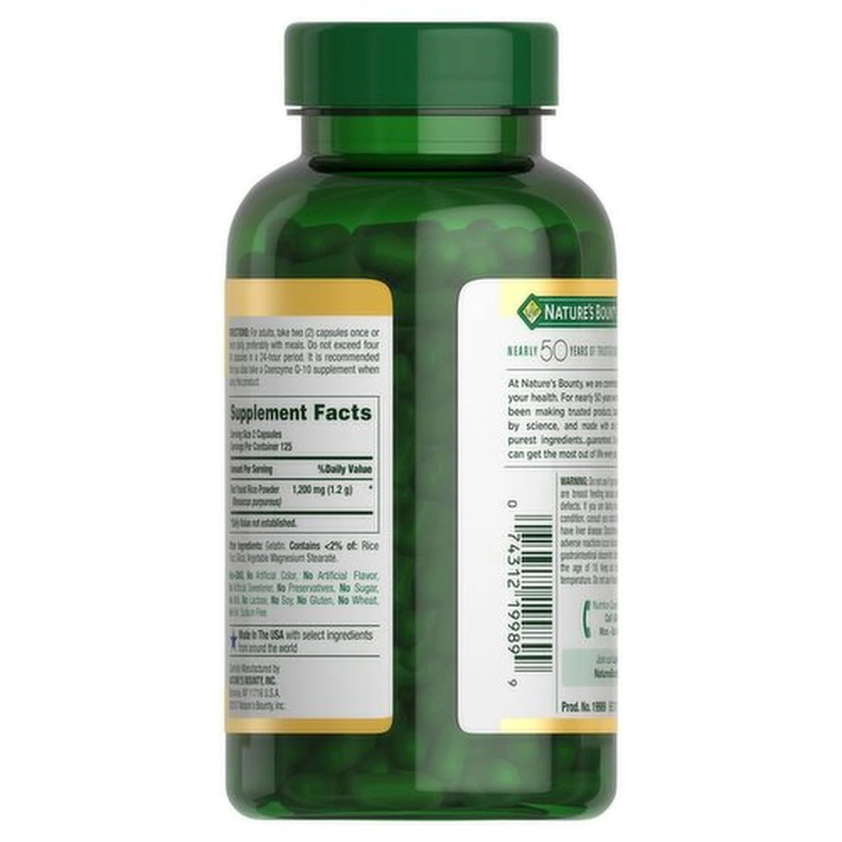 Natures Bounty Red Yeast Rice 600 Mg Capsules 4.8Oz (Pack of 12)