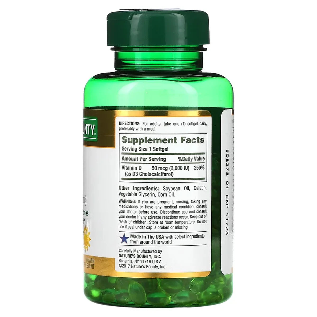 Natures Bounty Super Strength Vitamin D3-2000 IU Rapid Release Liquid Softgels (Pack of 24)